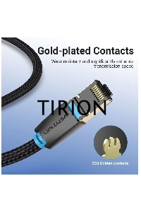 Патч-корд Vention прямой SFTP cat.8 RJ45 - 3м. Черный Тканевая оплетка