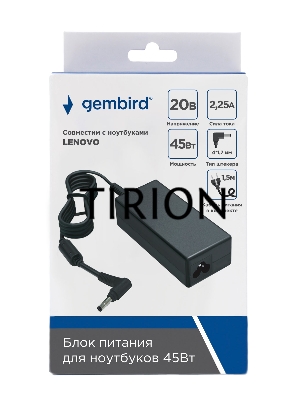 Блок питания Gembird для ноутбуков Lenovo NPA-AC30, 20В/2.25А, 45Вт, штекер 4х1,7мм