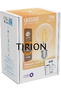 Лампа светодиодная филаментная Gauss Smart Home DIM E27 A60 7 Вт 1/10/40