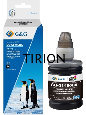 Чернила G&G GG-GI-490BK GI-490 черный пигментный 140мл для Canon Pixma G1400/G2400/G3400/G4400
