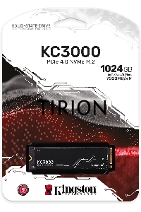 Накопитель SSD Kingston 1Tb KC3000 M.2 Series <SKC3000S/1024G> (PCI-E 4.0 x4, up to 7000/6000Mbs, 1000000 IOPS, 3D TLC, NVMe, 800TBW, Phison E18, 22х80mm, LP graphen heatsink)