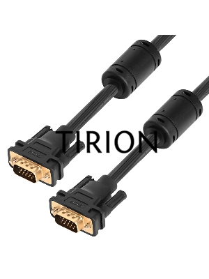 Кабель GCR PROF Premium SVGA 1.8m чёрный, GOLD, ферритовые кольца, OD8.0mm, 15M / 15M, 28/28 AWG, двойной экран