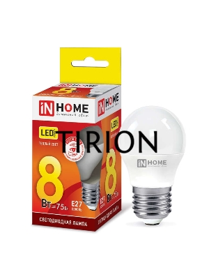 Лампа светодиодная LED-ШАР-VC 8Вт 230В E27 3000К 720лм IN HOME 4690612020563