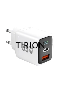 Зарядное устройство с дисплеем Cablexpert MP3A-PC-52, 35Вт GaN, QC3.0/PD3.0, 1хUSB, 1хType-C, белый, коробка