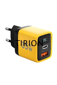 Зарядное устройство с дисплеем Cablexpert MP3A-PC-53, 35Вт GaN, QC3.0/PD3.0, 1хUSB, 1хType-C, желтый, коробка