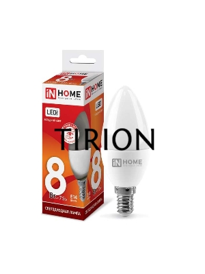 Лампа светодиодная LED-СВЕЧА-VC 8Вт 230В E14 6500К 720лм IN HOME 4690612024806