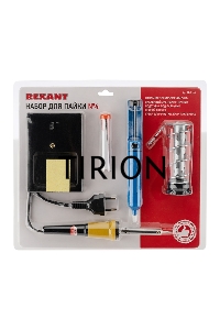 Набор для пайки Rexant №4 (паяльник 30 Вт, оловоотсос, подставка, припой, губка)