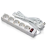 Удлинитель ExeGate EC-5-5W (EX279359RUS), белый, 5 м, евровилка с заземлением, 5 евророзеток с заземлением, 2200 Вт