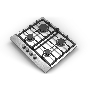 Газовая варочная панель Evelux HEG 633 X Hi-Tech, 60 см, 4 конфорки, чугунные решетки, газ-контроль, электроподжиг, механическое управление, цвет нержавеющая сталь