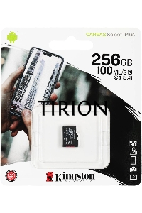 Флеш карта microSDHC 256GB microSDXC Class10 Kingston <SDCS2/256GBSP> UHS-I Canvas Select up to 100MB/s без адапт