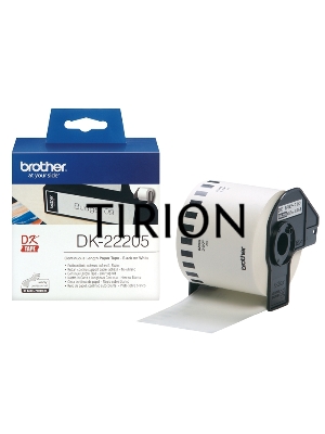 Бумажная клеящаяся лента Brother DK22205 62 мм x 30.48 м, черный шрифт, белый фон