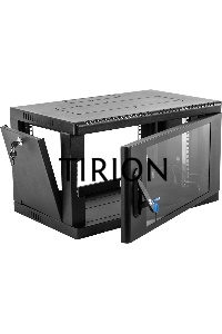 Шкаф коммутационный ЦМО (ШРН-6.650-9005) настенный 6U 600x650мм пер.дв.стекл 200кг черный 600мм 180град.