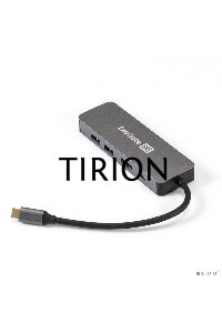 Док-станция ExeGate DUB-21C/PD/HL (кабель-адаптер USB Type-C --> 2xUSB3.0 + PD 100W + HDMI 4K@60Hz + Lan RJ45 10/100/1000Mb, Plug&Play, серая)