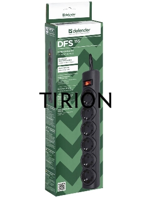 Сетевой фильтр Defender DFS 155 / 6 розеток / чёрный / 5.0 м