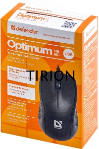Мышь проводная Defender Optimum MB-160 черный, 1000 dpi, USB, кнопки - 3