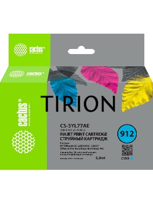 Картридж струйный Cactus CS-3YL77AE 912 голубой (5мл) для HP OfficeJet 8010/8012/8013/8014