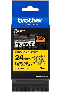 Наклейка ламинированная повышенной адгезии Brother TZe-S651 (24 мм черн/желт, аналог TZ-S651)