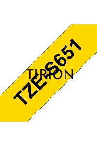 Наклейка ламинированная повышенной адгезии Brother TZe-S651 (24 мм черн/желт, аналог TZ-S651)