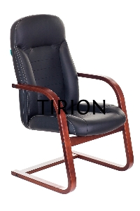Кресло Бюрократ T-9923WALNUT-AV/BL низкая спинка черный кожа