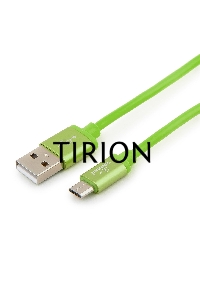 Кабель USB 2.0 Cablexpert CC-S-mUSB01Gn-1M, AM/microB, серия Silver, длина 1м, зеленый, блистер 