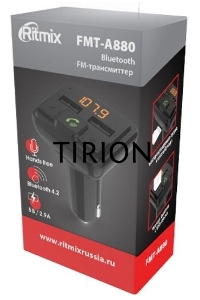 Автомобильный FM-модулятор Ritmix FMT-A880 черный MicroSD BT USB (80001662)