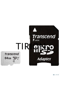 Флеш карта Micro SecureDigital 64Gb Transcend Class 10 TS64GUSD300S-A{MicroSDXC Class 10 UHS-I, SD adapter}