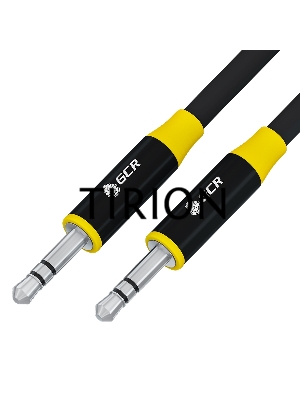 Кабель GCR 0.5m аудио jack 3.5mm/jack 3.5mm черный, AL case черный, желтая окантовка, M/M, GCR-54754