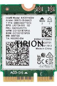 Плата сетевого контроллера Intel® Wi-Fi 6 AX201, 2230, 2x2 AX+BT, No vPro®,999TD0