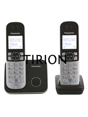 Телефон беспроводной (DECT) Panasonic KX-TG6812RU черный (труб. в компл.:2шт) АОН