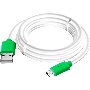 Кабель Greenconnect GCR-53229 3.0m MicroUSB, белый,  зеленые коннекторы, быстрая зарядка, 28/24 AWG