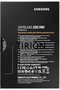 Накопитель SSD Samsung 980, 1000GB, PCIe 3.0 x4, M.2 2280, NVMe, R/W 3500/3000