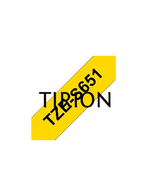 Наклейка ламинированная повышенной адгезии Brother TZe-S651 (24 мм черн/желт, аналог TZ-S651)