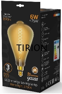 Лампа светодиодная Filament ST164 6W 890lm 2700К Е27 golden straight LED