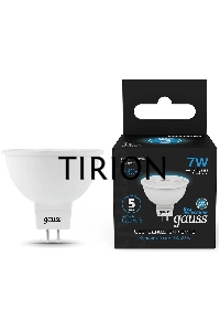 Лампа светодиодная Gauss 101505307 7Вт цок.:GU5.3 рефлек. 150B св.свеч.бел.хол. MR16 (упак.:10шт)