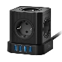 Сетевой фильтр Cablexpert Tower, TWR-5-U4-B-3, 5р, 10А, 4хUSB, 3.1А, 3м, ур.защиты 4+, черный, коробка