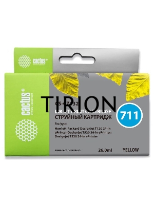 Картридж струйный Cactus CS-CZ132 №711 желтый (26 мл) для HP DesignJet T120/T520