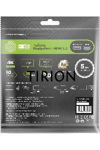 Кабель аудио-видео Cactus CS-DP-HDMI-1.2-2 DisplayPort (m)/HDMI (m) 2м. позолоч.конт. черный
